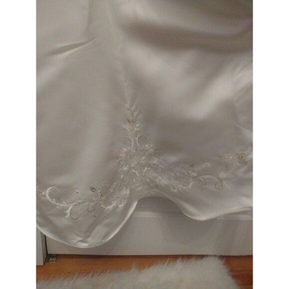 Alfred Angelo Ivory & Plum Embroidery Beaded High Low Flower Girl Formal Dress 6 - Picture 5 of 10